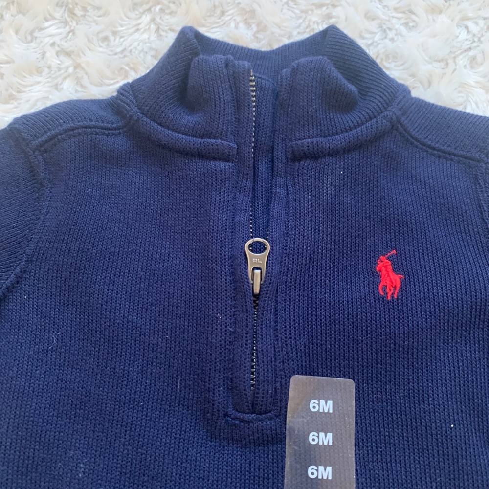 Ralph Lauren polo zip navy sweater baby 6m
